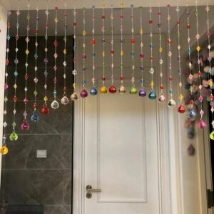 Crystal Beaded Curtain, Multicolour Hanging Door Decoration with Acrylic Balls, Rainbow String Room Divider