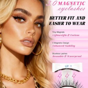 EMEDA Magnetic Eyelashes Natural Look No Glue Reusable Magnetic Lashes with Applicator, Faux Mink Lashes Lightweight & Comfortable for Women Sensitive Eyes Daily Makeup with Mirror Case