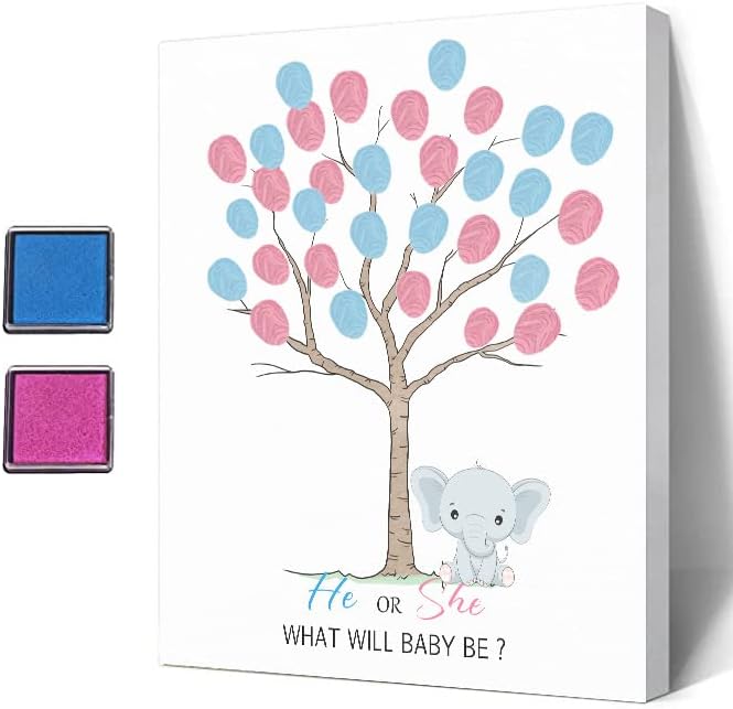 Elephant Baby Shower Fingerprint Tree, Funny Baby Shower Guest Book Party Game, Baby Shower Party GuestBook Ideas, Gender Reveal Keepsake, Special