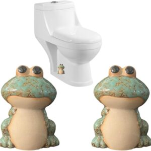 Frog Toilet Bolt Caps Ceramic Toilet Bolt Covers Decorative Toilet Screw Cover Caps, Toilet Caps for Bottom of Toilet, Cute Toilet Bowl Bolt Covers for Bathroom Decor, Easy to Install