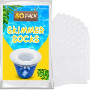 ROMIVO 50 Pack Pool Filter Skimmer Socks - Pool Socks for Skimmer Basket | Ultra Fine Mesh Liner pool Socks Catches Hair, Debris and Leaves, Pool Skimmer