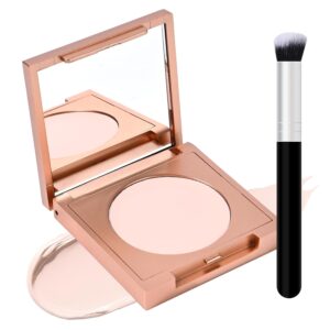 Under Eye Brightener with Brush, Colored Clay CC Undereye Corrector for Dark Circles, Conceal Brighten Hydrating Under Eye Skin, Skin Concealer Color Correcting for Women(Light Beige)