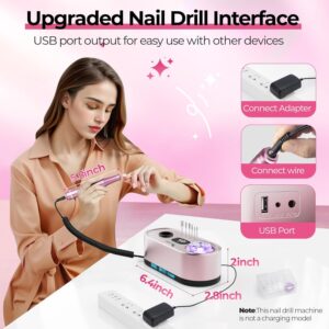 JOSGLOI 40000RPM Professional Nail Drill E-File for Gel Polish Removal | LCD Display; Smooth Stepless Control; Quiet Low-Vibration; Ideal for Manicure Pedicure Nail Prep, Salon & Home DIY Nail Care